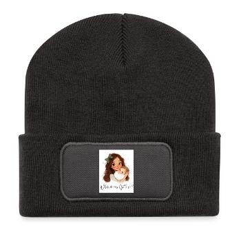 Allez-vous être parrain ? – Cadeau pour marraine - Beanie recyclé à patch - charbon - Devant