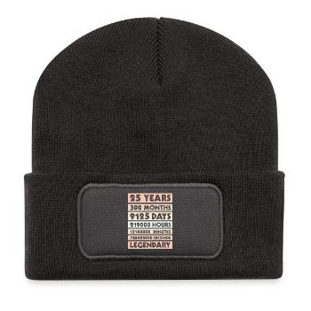 25 years legendary - (legendär), Jubiläum, Firma - Recycelte Patch Beanie - Dunkelgrau - Vorne