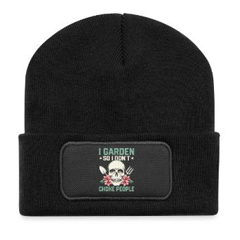 I Garden So I Don't Choke People Botanical Gardeni - Recycelte Patch Beanie - Schwarz - Vorne