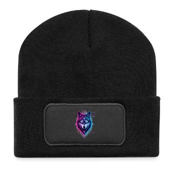 Neon-Wolf Kristallkrone - Recycelte Patch Beanie - Schwarz - Vorne