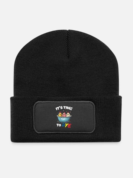 Funny Egg Dyeing Colors For Easter Artists - Recycled Patch Beanie - black
