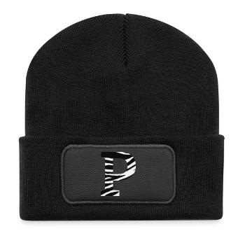 Letter p zebra - Recycled Patch Beanie - black - Front