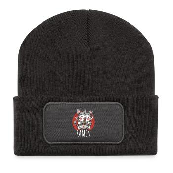 Ramen Kawaii Katze Japan Anime Manga Cat Neko - Recycled Patch Beanie - dark grey - Front