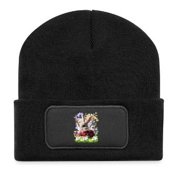 Easter bunny in the flower field - Recycled Patch Beanie - black - Front