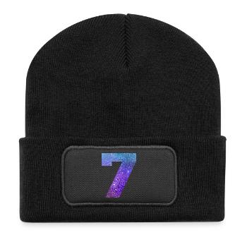 Numéro 7 galaxie - Beanie recyclé à patch - noir - Devant