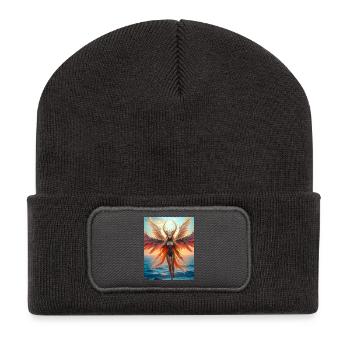 Alkonost, slawischer mythischer Vogel mit göttlicher Stimme - Recycelte Patch Beanie - Dunkelgrau - Vorne