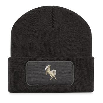 Licorne avec queue et crinière en pissenlit - Beanie recyclé à patch - charbon - Devant