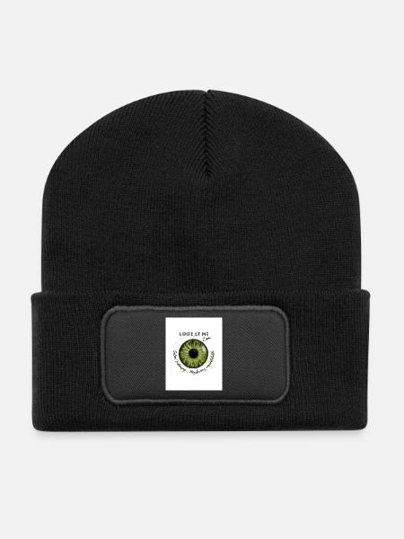 Green eyes ) - Recycled Patch Beanie - black