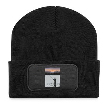 Angler Fishing Fish Gift - Recycled Patch Beanie - black - Front