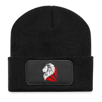 Lion élégant avec des écouteurs - Beanie recyclé à patch - noir - Devant