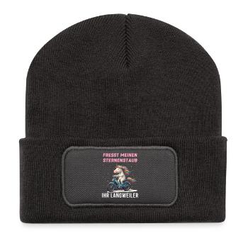 Einhorn Moped Tour - Recycelte Patch Beanie - Dunkelgrau - Vorne