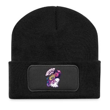 La musique nourrit mon âme - Dessin animé fantôme mignon - Beanie recyclé à patch - noir - Devant