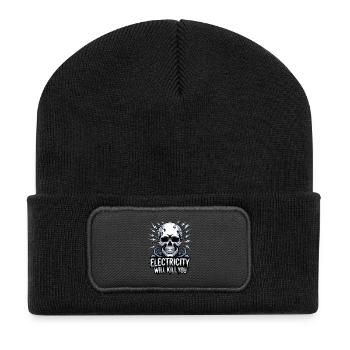 Lustiges Elektriker Design Für Männer - Recycelte Patch Beanie - Schwarz - Vorne