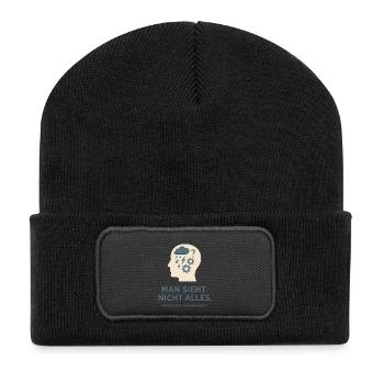 On ne voit pas tout. - Beanie recyclé à patch - noir - Devant