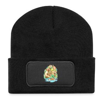 Capybara - Recycelte Patch Beanie - Schwarz - Vorne