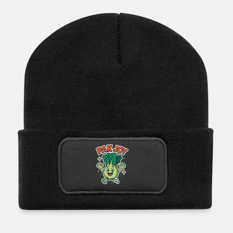 Pak Joy – Glückliches Pak Choi - Recycelte Patch Beanie - Schwarz