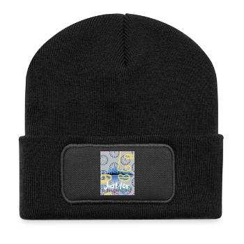 Nur für einen Moment - Recycelte Patch Beanie - Schwarz - Vorne