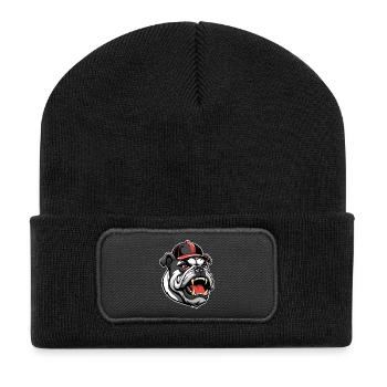 BULLDOGGE MIT BASEBALLKAPPE - Recycelte Patch Beanie - Schwarz - Vorne