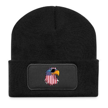 Eagle and American Flag - Recycled Patch Beanie - black - Front