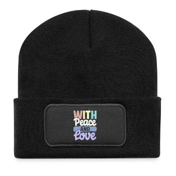 With Peace And Love - Recycled Patch Beanie - black - Front