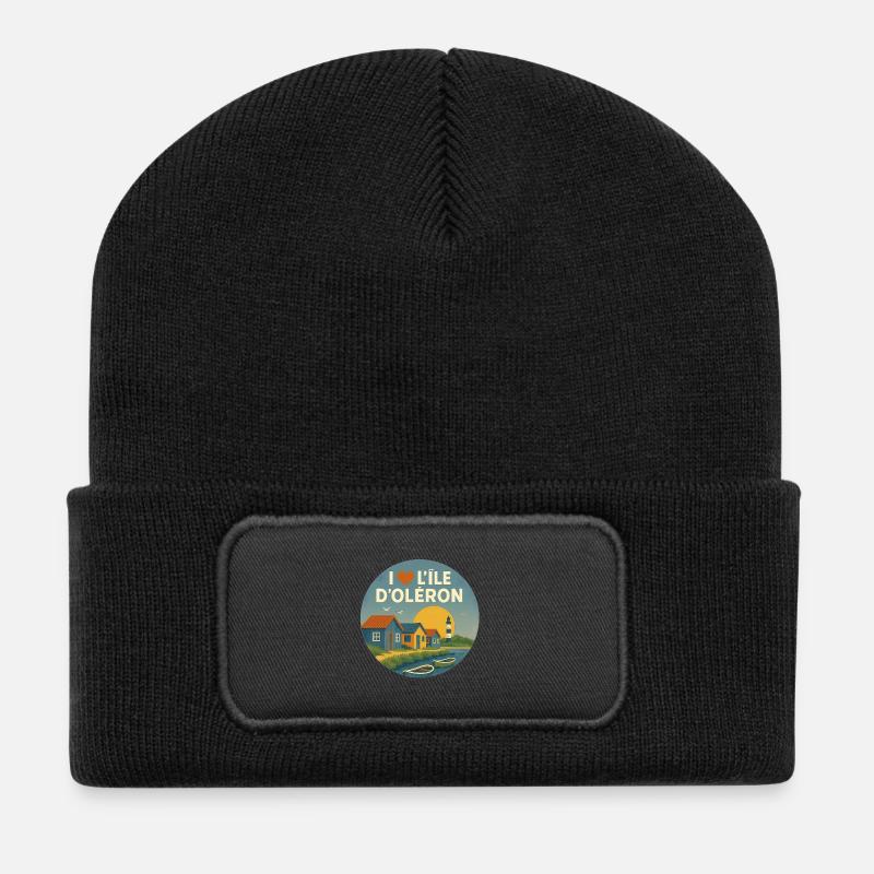 Ich liebe die Ile d'Oléron - Recycelte Patch Beanie - Schwarz