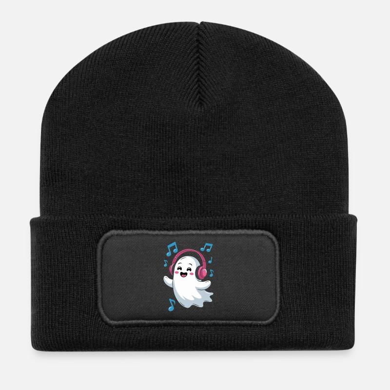 Fantôme mélomane avec casque - Beanie recyclé à patch - noir