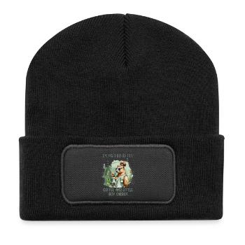 Boy Mom – Calm Energy | Gentle Motherhood - Recycelte Patch Beanie - Schwarz - Vorne