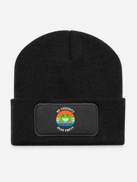 Frosch Laubfrosch - Recycelte Patch Beanie - Schwarz