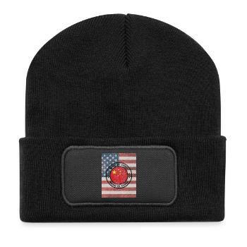US Flag with China Seal - Recycled Patch Beanie - black - Front