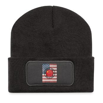 US Flag with China Seal - Recycled Patch Beanie - dark grey - Front