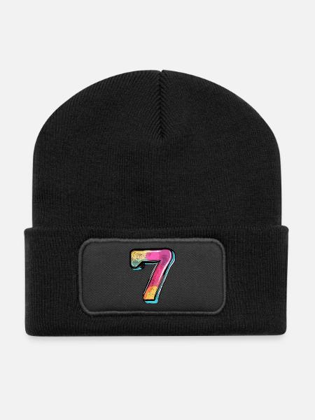 Bande dessinée à 7 chiffres - Beanie recyclé à patch - noir