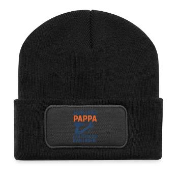 Wenn Papa es nicht reparieren kann - Recycelte Patch Beanie - Schwarz - Vorne
