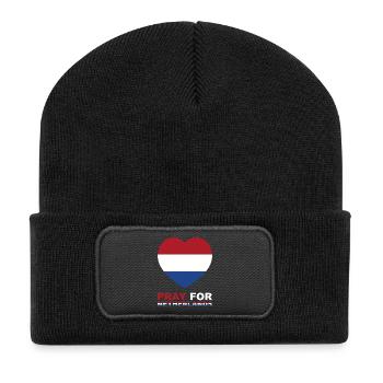 Heart with Netherlands flag and prayer text - Recycled Patch Beanie - black - Front