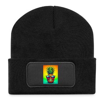 Ananas - Recycelte Patch Beanie - Schwarz - Vorne