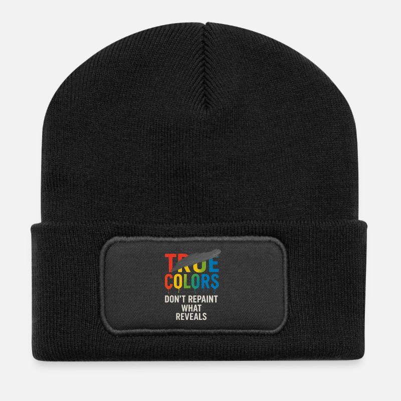 Les vraies couleurs ne repeignent pas ce qui révèle - Beanie recyclé à patch - noir