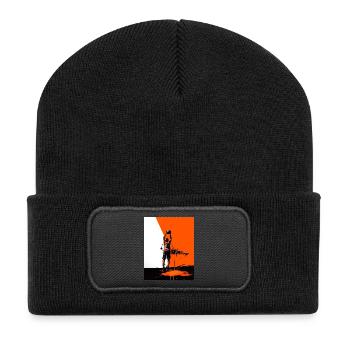 Sportif lançant la balle dans le style graffiti - Beanie recyclé à patch - noir - Devant