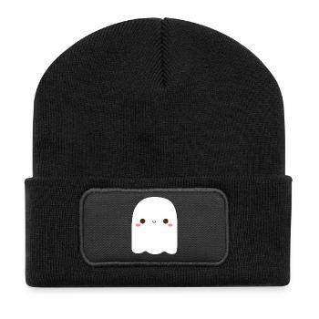 Playful Ghost Character Illustration - Recycled Patch Beanie - black - Front