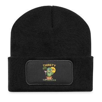 Kaktus Vibes – Trocken, cool & am Leben - Recycelte Patch Beanie - Schwarz - Vorne