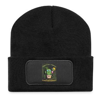Sommerkaktus – Durstig, aber voller Leben - Recycelte Patch Beanie - Schwarz - Vorne