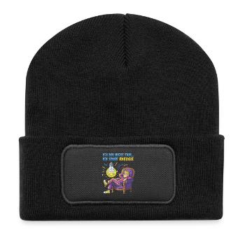 Energetic chill design with light bulb - Recycled Patch Beanie - black - Front