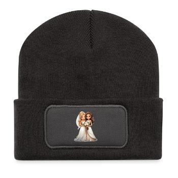 Les mariés lesbiens pendant le mariage - Beanie recyclé à patch - charbon - Devant