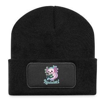 Readsalotl Axolotl Reading Books - Recycled Patch Beanie - black - Front