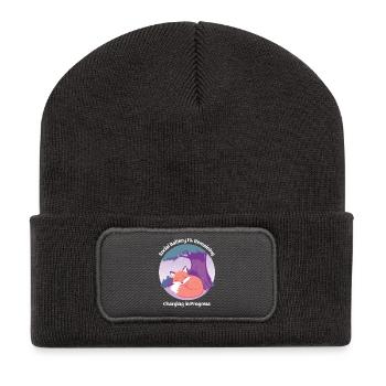 Niedlicher Fuchs mit Baum - Recycelte Patch Beanie - Dunkelgrau - Vorne