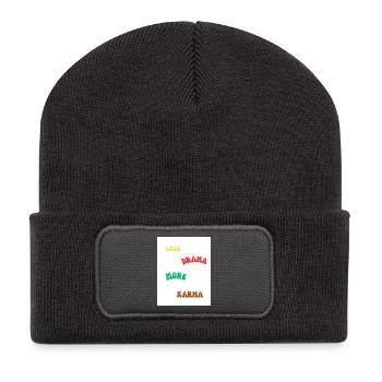 Positive Quote About Life And Karma - Recycled Patch Beanie - dark grey - Front