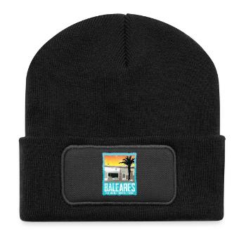 Îles Baléares Coucher de soleil Silhouette - Beanie recyclé à patch - noir - Devant