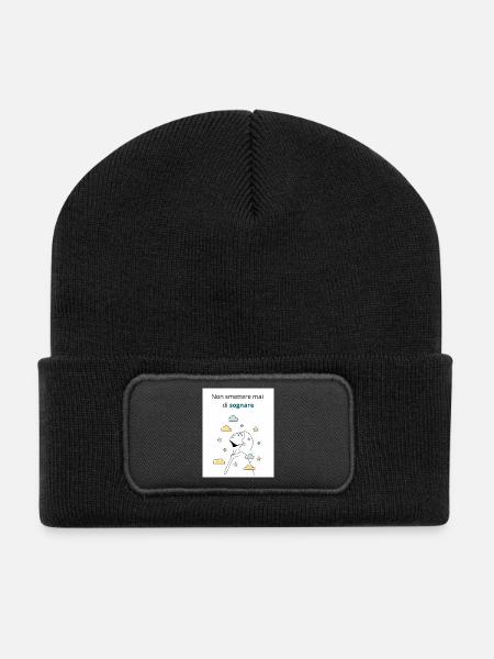 Höre nie auf zu träumen - Recycelte Patch Beanie - Schwarz