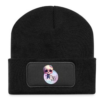 Skelettchen "Einzigartig"  - Recycelte Patch Beanie - Schwarz - Vorne