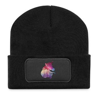 Einhorn Glitzer - Recycelte Patch Beanie - Schwarz - Vorne