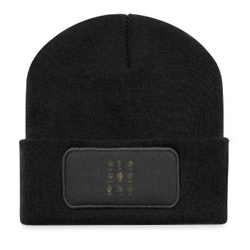 Botanical Leaves of Europe - Natural Design Golden Brown - Recycled Patch Beanie - black - Front