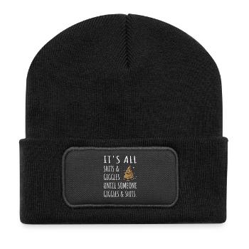 It's all Shits and Giggles until... - Recycelte Patch Beanie - Schwarz - Vorne